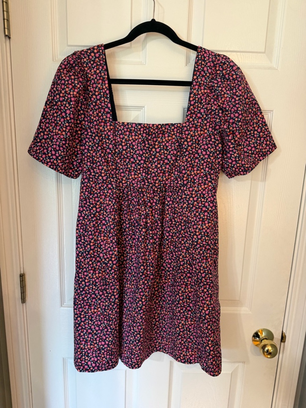 Draper James Pink Floral Square-Neck Mini Dress